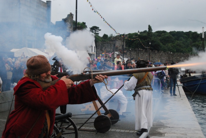 A musket fired at the pirates