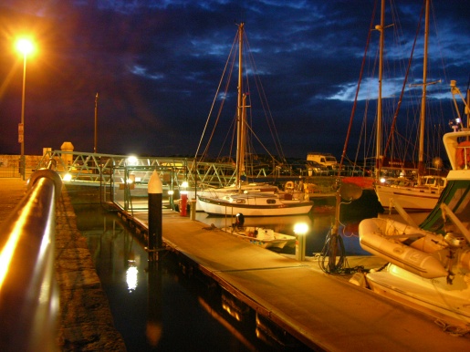Caernarfon marina at night