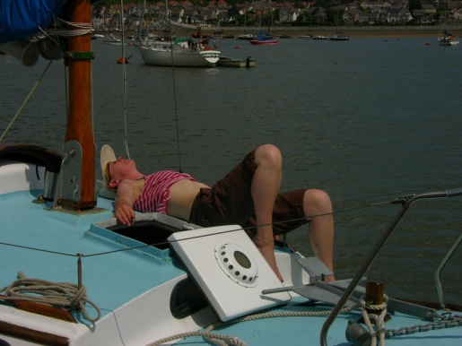 Mermaid sunning on the deck