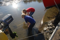 Fishing at low tide